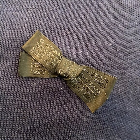 𝅺G-STAR navy blue light weight sweater bow detail logo long sleeve top sz Xs - Picture 4 of 10